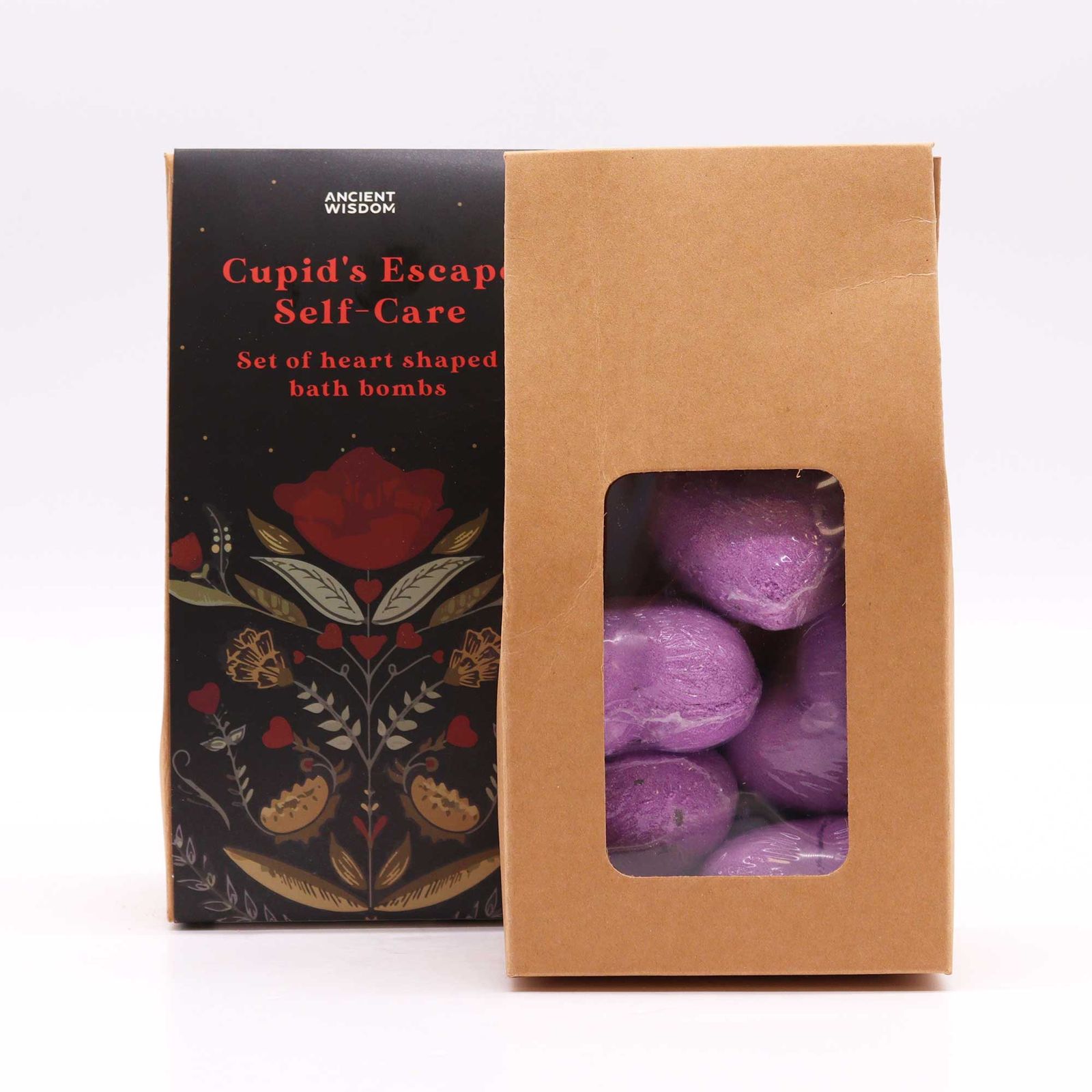 Širdelės formos vonios bombų rinkinys „Cupids Escape“ – prancūziškų levandų aromatas