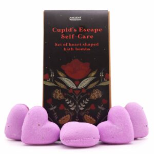Širdelės formos vonios bombų rinkinys „Cupids Escape“ – prancūziškų levandų aromatas