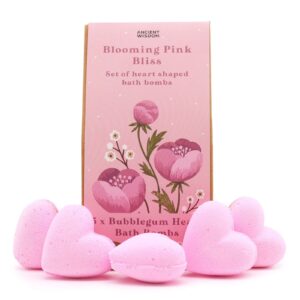 Širdelės formos vonios bombų rinkinys „Blooming Pink Bliss“ – kramtomosios gumos aromatas