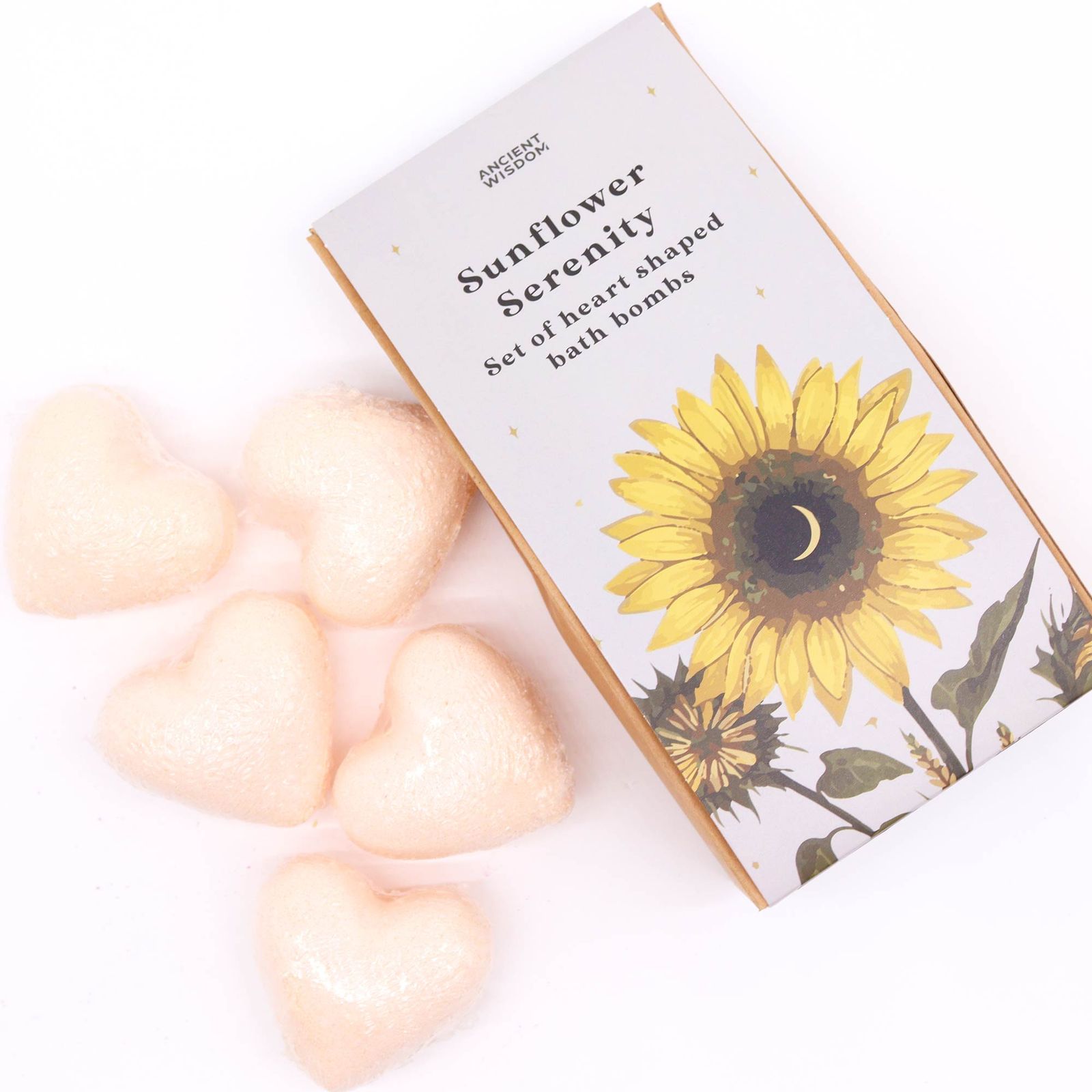 Širdelės formos vonios bombų rinkinys „Sunflower Serenity“ – pasifloros vaisiaus aromatas
